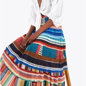 Farm Rio Thalita Stripe Midi Skirt Size Medium